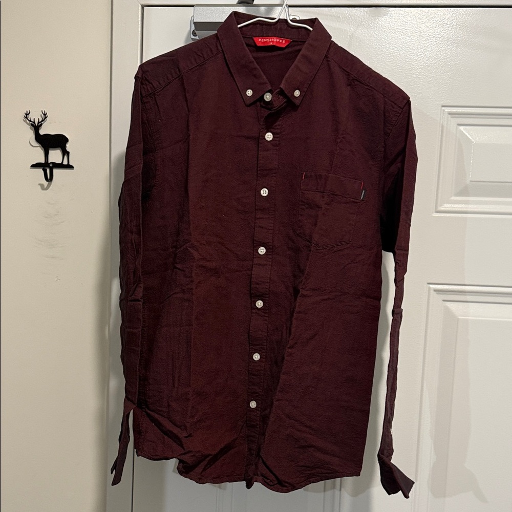 Elegant Maroon Button-Down Shirt for Men